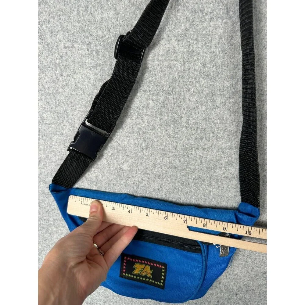 Vintage TA Blue Fanny Pack 90s Retro Multiple Pockets Adjustable Retro‎ Waist - Picture 15 of 16